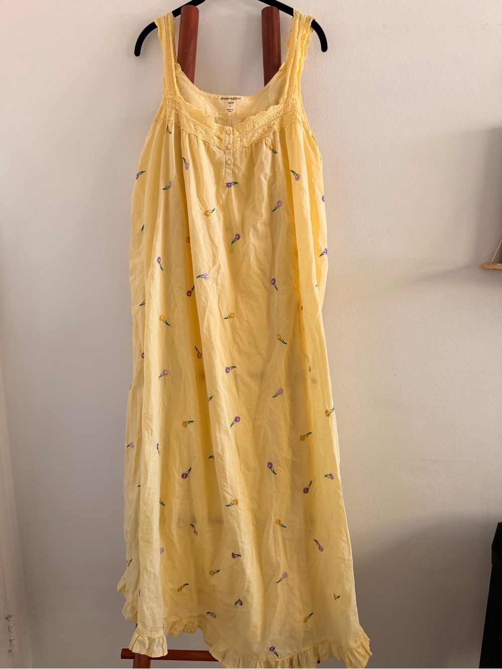 Vintage yellow cotton embroidered nightgown